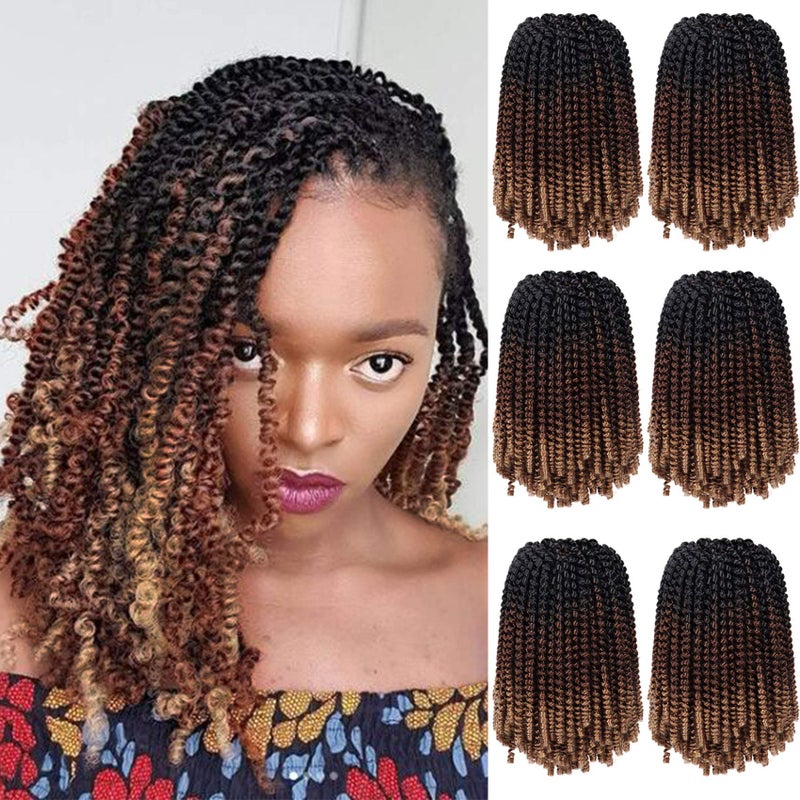 6 Packs Spring Twist Braiding Hair Twist Hair Synthetic Fiber Fluffy Twist Crochet Braids Low Temperature Hair for Women Braiding Hair8inchT1B3027